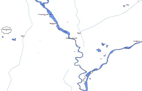 A vizsgált terület térképvázlata a Torre folyó mentén